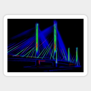 Blue IRI Bridge at Night in Neon Lines Sticker